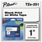Brother P-Touch 0.94 in. x 26.2 ft. TZe Standard Adhesive Laminated Labeling Tape - Black on White